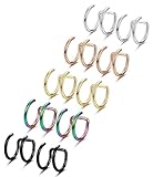 Jstyle 10 Pcs Mens Womens Stainless Steel Ear Cuff Earrings Cartilage Earrings Hoop Lip Ring Clip On Non-Pierced
