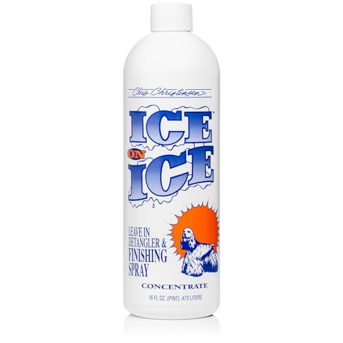 Chris Christensen Ice on Ice Detangler and Finishing Dog Spray, Concentrated Formula, Makes 2 Gallons, Helps Brush/Comb Glide Through Coat, Conditions, No Residue, All Coat Types, Made in USA, 16 oz