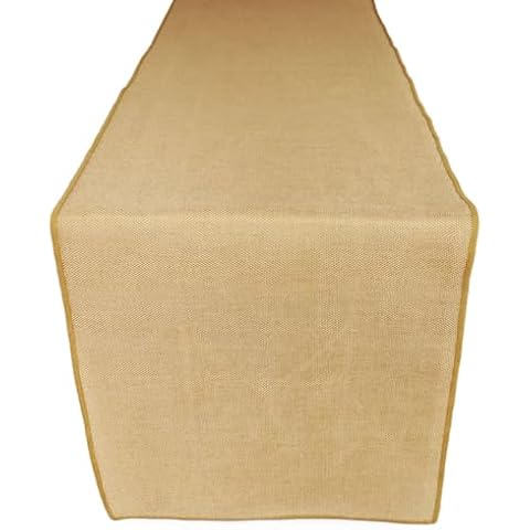 Goldstream Point 12 x 60 Inch Natural Brown Polyester Burlap Table Runner Faux Jute Cover