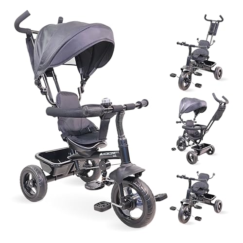 Mobiclinic®, Triciclo evolutivo, 3 en 1, Lulu, 18 Meses a 5 años, Bicicleta para niños, Asiento Giratorio 360º, Manillar y Capota, Arnés de Seguridad, Cesta Timbre, Carrito