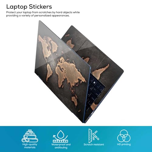 Image of Galaxsia World Map 02 Full Body Vinyl Laptop Skin /Sticker /Cover Upto 15.6 Inches Laptops Laminated-Removable-HD Quality Compatible for Hp-Dell-Sony-Lenovo-Asus etc.(15x10 Inches)