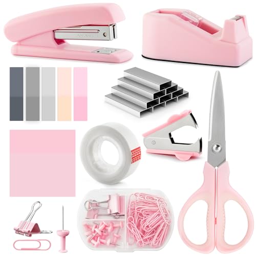 Agrafeuse rose anti-blocage et dévidoir stable bureau femme