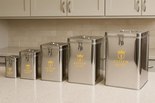 Image of Esteem King Steel Rice Storage Container | Grocery Container for Kitchen | Square Cantainer | Dibba | Mini Storage Box. (3Kg,5Kg,9Kg,12Kg,15Kg)
