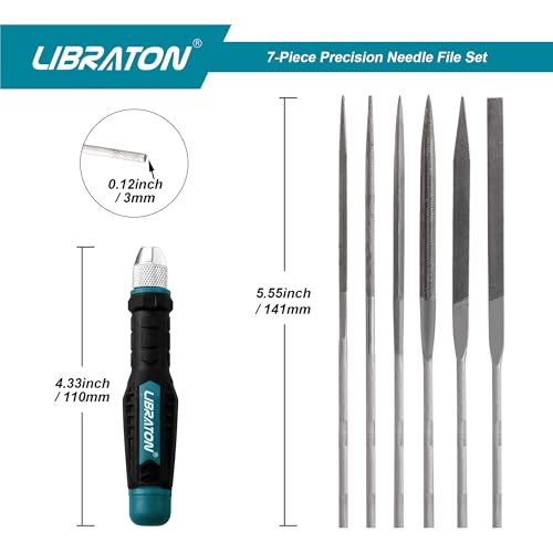 image for LIBRATON Needle File Set Interchangeable, Small Mini Wood Metal Files,