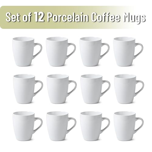 BTaT- White Coffee Mugs, Set of 12, 12oz, Coffee Mug Set, Christmas Gifts