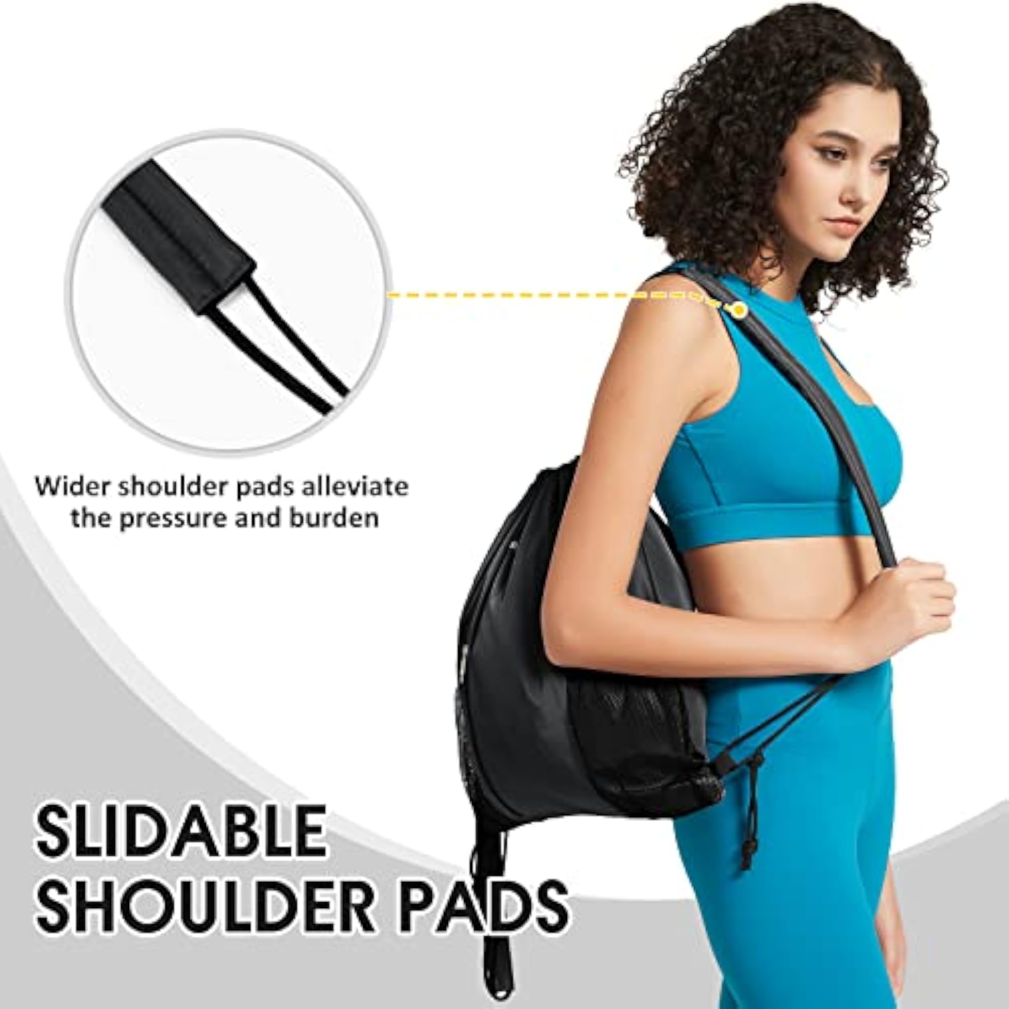Drawstring Backpack with Shoulder Pad for Sports
