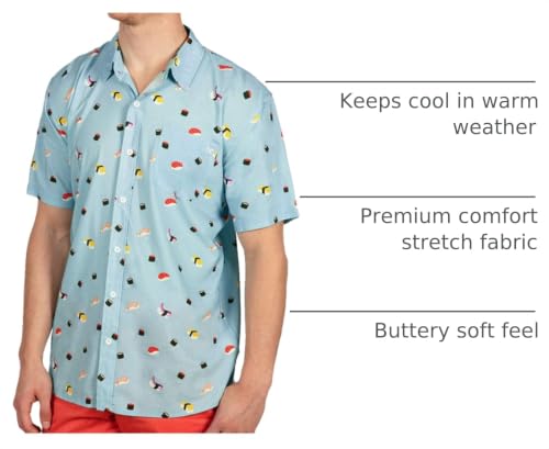 Image of Tipsy Elves Men's Hawaiian Button Down Shirt for Beach & Parties
