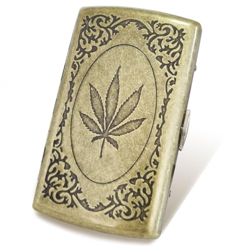 Estojo de cigarro de metal retrô tamanho king para homens mulheres 85 mm caixa de tabaco capacidade 16 resistente clipe de mola de dois lados suporte de bolso aberto carteira de segurança vintage bronze presentes de aniversário de Natal