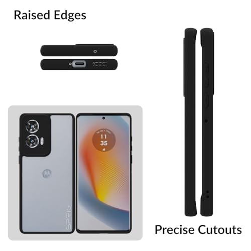 Image of SPRIG Compatible with Moto G96 EdgeTone Back Cover Drop Tested Shock Proof Mobile Case for Men, Women, Boys and Girls with Camera Protection (Black Transparent)