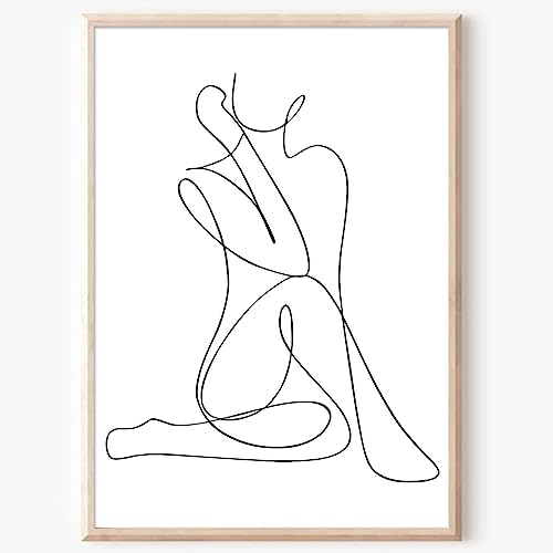 Woman Body Line Wall Art Prints Woman Silhouette Picture Minimalist Silhouette Wall Art Black and White Line Posters Abstract Woman Line Art Modern Minimalist Abstract Line Art Decor 16x24in Frameless