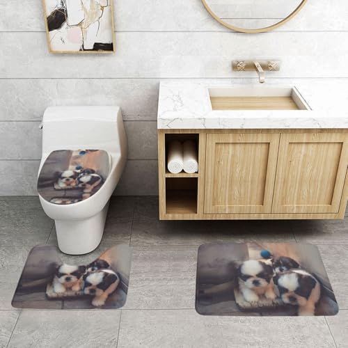 Ensemble de tapis de bain chiot mignon pour sol de douche