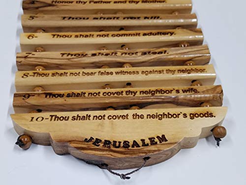 Olive Wood Hanging English Engraving Of The Ten Commandments By Lion Of Judah Market #TOP3