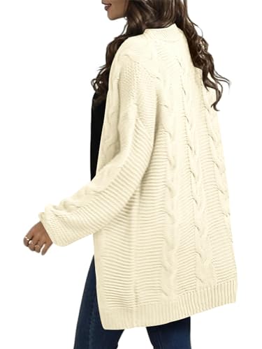 Image of Womens Oversized Chunky Open Front Cardigan Sweaters Cable Knit Long Sleeve Cardigans Outwear Coats