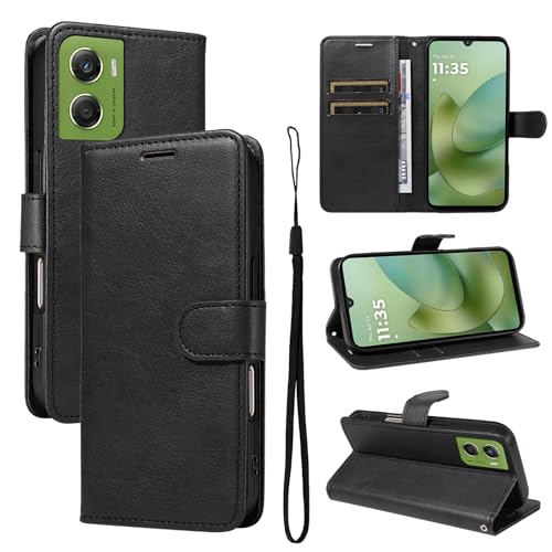 XFDSFDL® Protective Cover for Motorola Moto G06/ G06 Power XT2535 (6.88 Inch) PU Leather with Flip Case Stand Magnetic Closure Wallet Phone Shell Holster Black