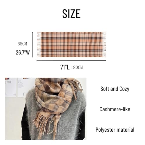 Scarf for Women Winter Fall Cashmere Feel Multicolor Plaid Scarves Fashion Long Shawls Checked Neck Wraps Soft Warm4