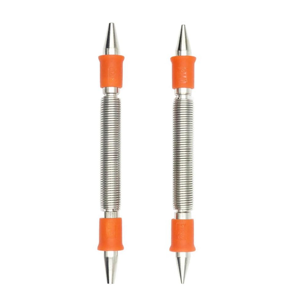 Lizusidtsy 2Pcs Spring Tool Kit 1/32In, 1/16In, 3/32In, 1/8In Nail Punch, Spring Loaded Rivet Removal Kit for Wood, Silver&orange