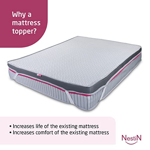 Image of Nestin Premium Latex Mattress Topper (2x60x84Inches, Queen Size Bed, Light Grey)