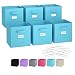 Royexe - Storage Cubes - (Set Of 6) Storage Baskets | Features Dual Handles & Label Window 10 Label Cards | Cube Storage Bins | Foldable Fabric Closet Shelf Organizer (Blue)