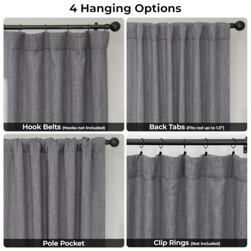Image of HPD Half Price Drapes - Faux Linen Curtains for Living Room (1 Panel) - 50W X 84L - Textured Room Darkening Curtains for Bedroom 84 Inches Long - Drapes for Home Decor, Blazer Grey