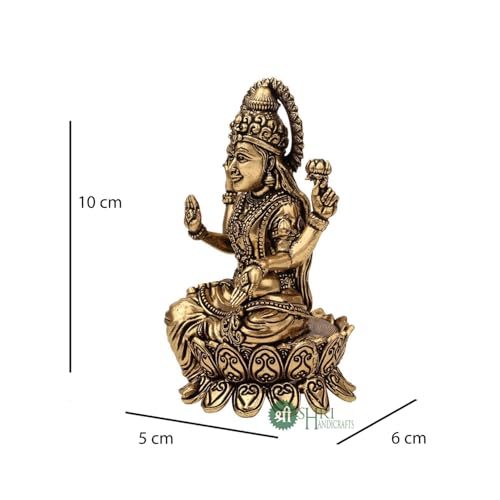 Image of INDICAST Handcrafted Brass Goddess Laxmi Statue for Home Temple | 4 inch Maa Lakshmi Figurine Idol Murti Sacred Symbol of Wealth | Perfect for Rituals & Gifting (Weight 180gm)