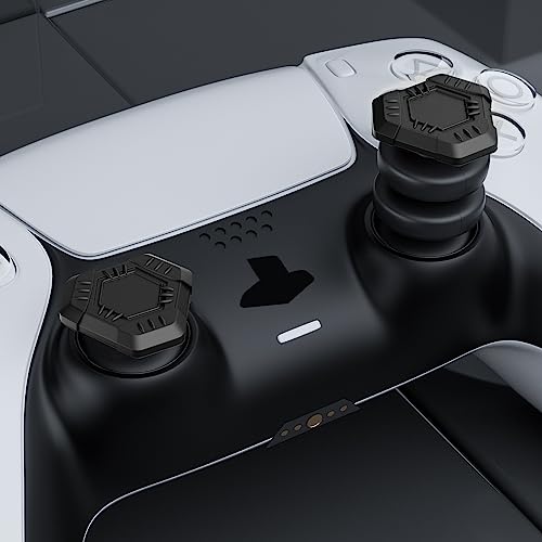 Image of PlayRealm NO FALLING OFF Thumbstick Extender & Silicone Grip Cover 2 Sets for PS5 & PS4 Controller (UFO Black)