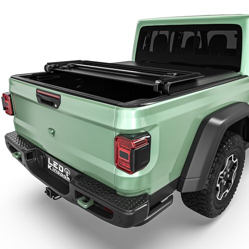 LEDKINGDOMUS Soft Tri-Fold Truck Bed Cover Fits for Jeep Gladiator JT 2020 2021 2022 2023 2024 2025 2026| 5' (64