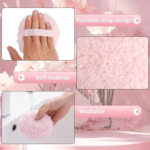 6 Inch Oversized Dusting Powder Container with Body Powder Puff and Container Set – 2PCS 3 Inch Soft Wool-Like Puff, Portable & Reusable Powder Puff and Container for Women’s Daily Use