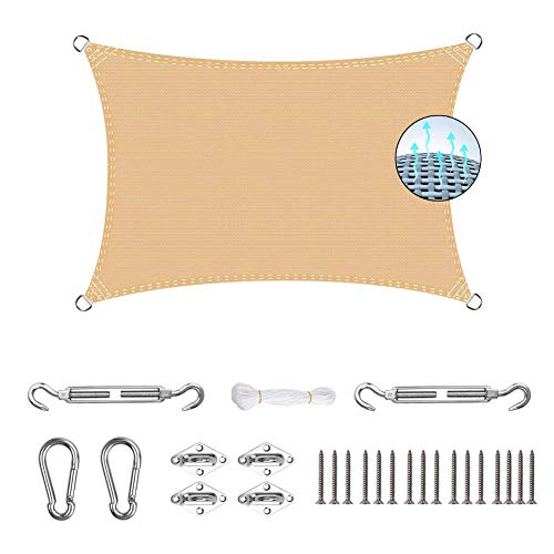 Toldo Vela de Sombra Rectangular Toldos IKEA Prevención Rayos UV Solar protección para Jardin Terraza Patio Gris - Beige 2.5x6.5m