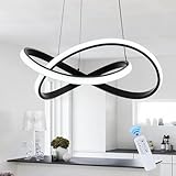 MAYNA LED Pendant Light for Kitchen Island, Dimmable LED Chandelier with Remote Control 3000k-6000K Adjustable Color Temperature, Modern Ring Chandelier for Dining Room, Black 19.7 inch