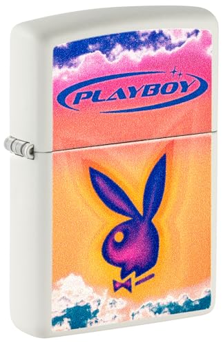 Zippo - Briquet Tempête Motif Playboy, Blanc Mat, Impression Color Image, Rechargeable, Réutilisable, Coupe-vent, Coffret Cadeau, Fabriqué Aux États-Unis