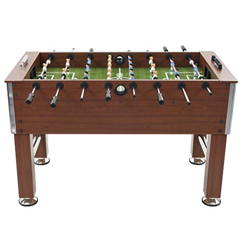 Festnight Kickertisch Spieletisch MDF und Stahl Tischkicker Tischfußball 140 x 74,5 x 87,5 cm Braun – Bild 4