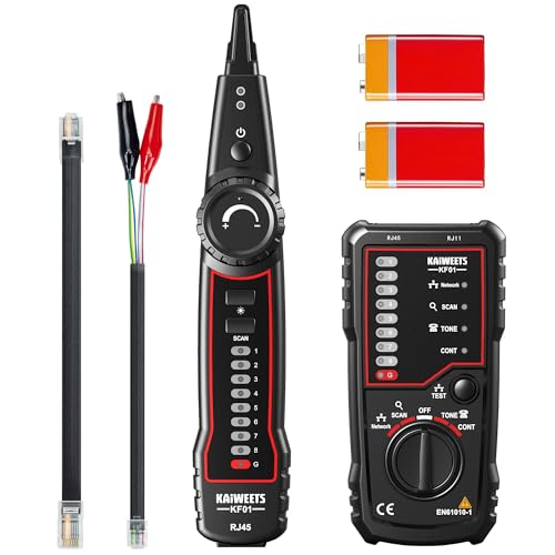 KAIWEETS traceur de cable – Testeur de câbles RJ45 RJ11, câble téléphonique et câble LAN,...