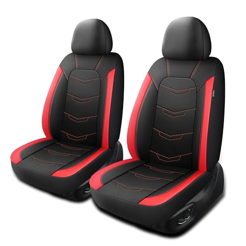 Image of HChengkikz Front Car Seat Cover, Breathable and Sporty (Black + Red)