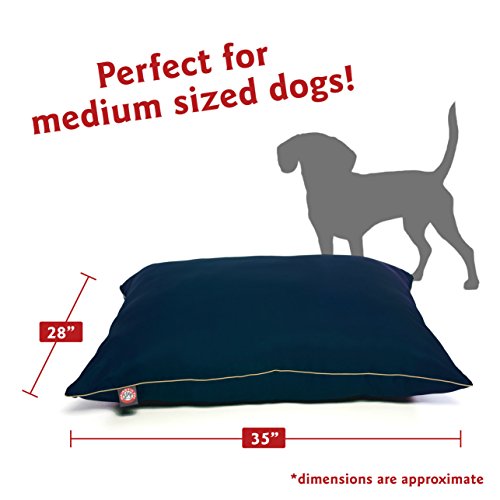 Image of Majestic Pet Rectangle Medium Dog Bed Washable - Non Slip Comfy Pet Bed - Dog Crate Bed Super Value Pillow Dog Bed - Dog Kennel Bed for Sleeping - Dog Bed Medium Breed 35 x 28 Inch - Solid Blue