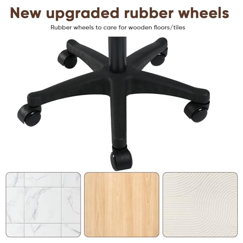 Image of Ergonomic Adjustable Under Desk Footrest,Ottoman with Wheels | 500lbs|360 swivel Silent PU casters|Thick 2.36 inch Seat| Rolling Stool with Wheels for Massage,Salon,Spa,Clinic,Office,Home