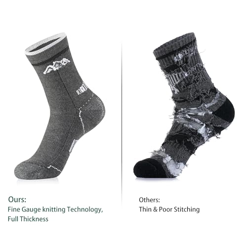 innotree 3 Pack Men's Merino Wool Hiking Socks, Micro Crew Cushioned Hiking Walking Socks Moisture Wicking Trekking Socks - Image 3