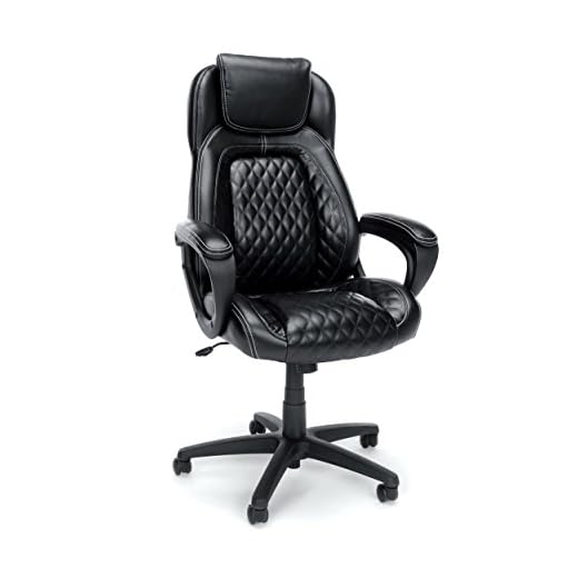 Essentials High-Back Executive Chair - Racing Style Leather Office Chair with fixed Arms, Black