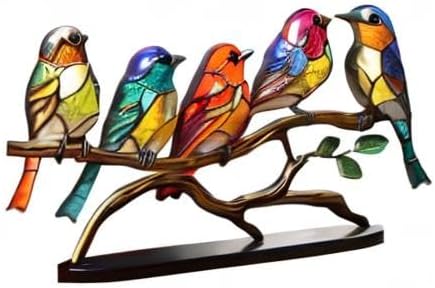 Miniatura 8 de Adornos de escritorio con diseño de pájaros en ramas, de doble cara, multicolor, acrílico, de doble cara, multicolor, para manualidades, estatua