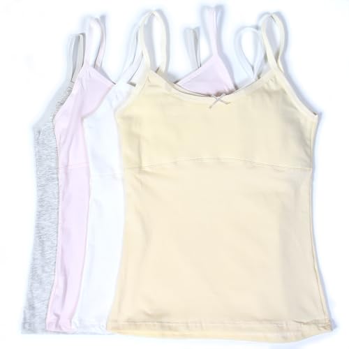 Teen Girls Basic Camisole,Cotton Lining Undershirts Girls Tank Tops 4 Pack2