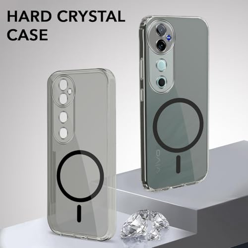 Image of Jkobi Lifetime Anti-Yellow MagSafe Compatible Clear Back Cover Case for Vivo V40 | Vivo V40 Pro 5G (Sleek Hard Crystal | Shockproof and Camera Protection)