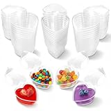 Goodma 24 Pieces 2.4 oz Heart Shaped Slime Storage Containers Transparent Small Plastic Box with Hinged Lids