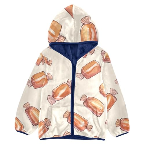 Cartoon Wrapped Candy Girls Fleece Jacket Girls Fall Jacket Girls Zip Up Hoodie Girls Sherpa Jacket 2-10T