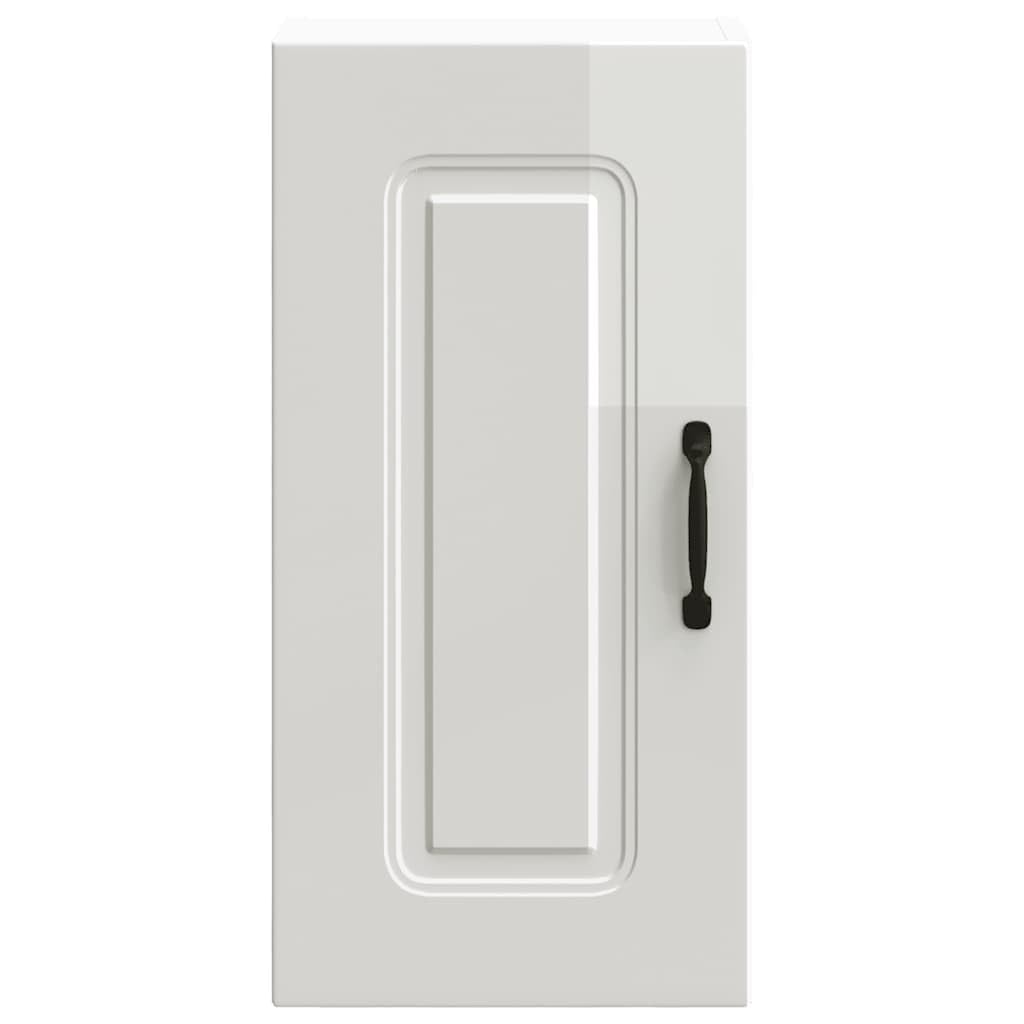 vidaXL Armoire Murale de Cuisine Kalmar Blanc Brillant Bois ingénierie, Meuble Mural de Cuisine, Armoire pour Mur de Cuisine, Armoire Murale avec Porte