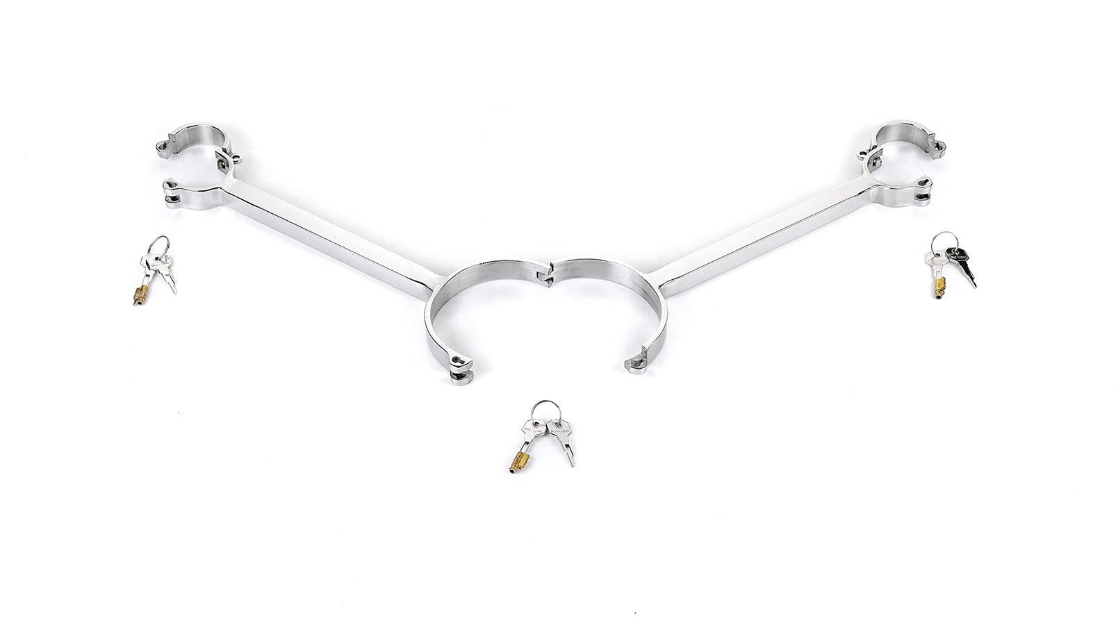 Neue Edelstahl Metall Bdsm Bondage Kragen Restraint System Set Mit Handschellen/Handfesseln Sm Spreizstange Extrem Fesseln Erwachsene Spiel Für Mann Frau Intime Zubehör,Männlich,Silber