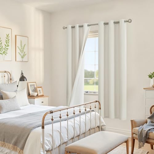 Image of YoungsTex Linen 100% Blackout Curtains for Bedroom 72 Inch Long, Grommet Faux Linen Thermal Insulated Full Room Darkening Window Drapes for Living Room with White Liner, 2 Panels, 42 X 72 Inch