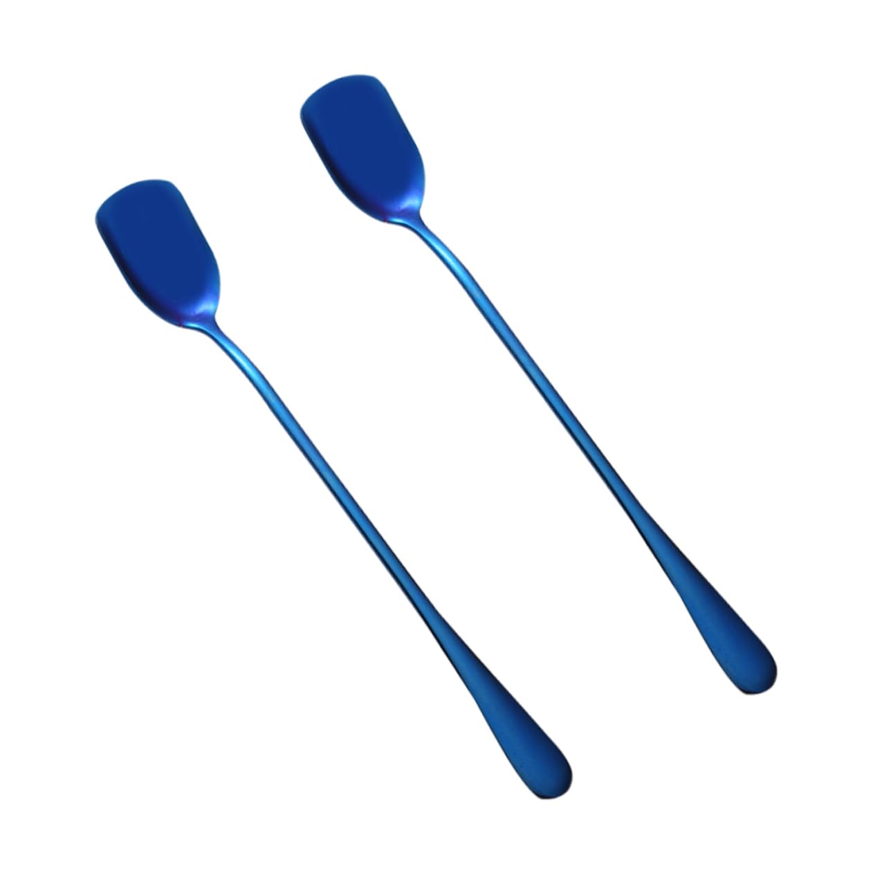 TIDTALEO 6-piece Stainless Steel Ice Cream Stirring Spoon Set Blue Handles Heat for Bar Home Restaurant