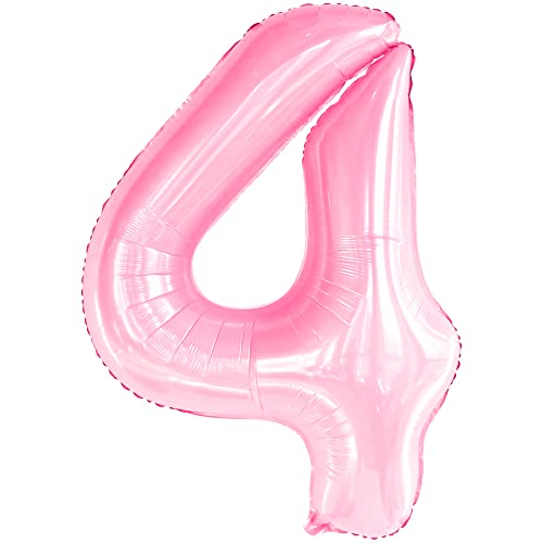 Image of KatchOn, Pink Giant Light Number 4 Balloon - 40 Inch, 4th Birthday Decorations Girl