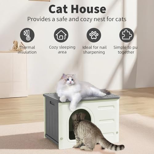 Maison pour chat intérieur et extérieur étanche grise - 3