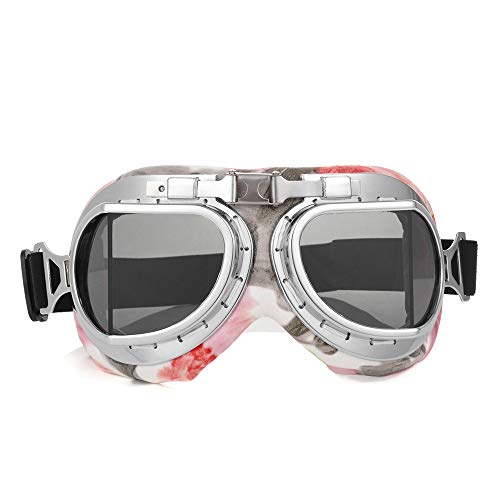Lunettes de moto, vintage de moto, coupe-vent, résistant à la poussière et à la poussière, cadre chromé, sangle réglable Cover