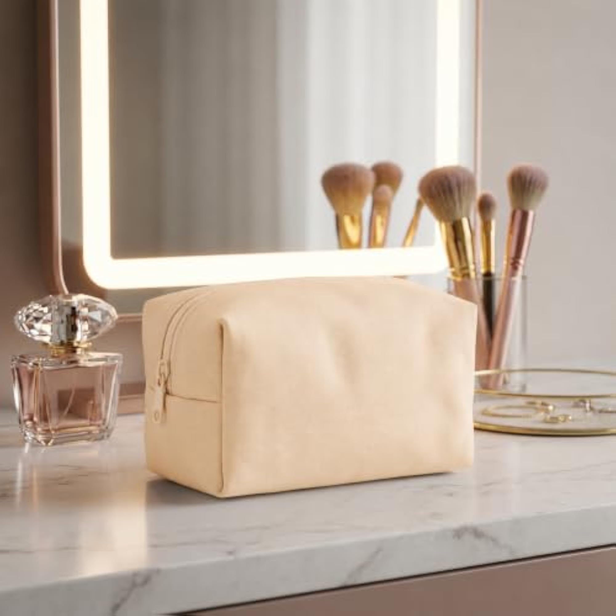 Minimalist Microfiber Travel Makeup Bag for Women